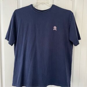 Tommy Hilfiger VTG Y2K Mens 2XL T-Shirt Navy Blue Crew Logo Short Sleeve Cotton